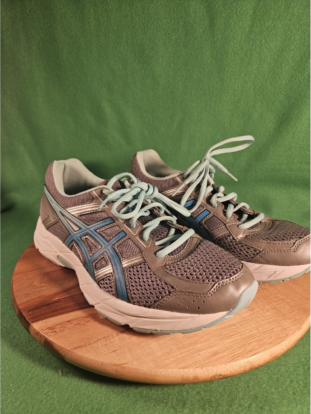 Asics Gel Contend 4 Running Shoes Womens Size 9 Silver And Teal/Aqua T765Q